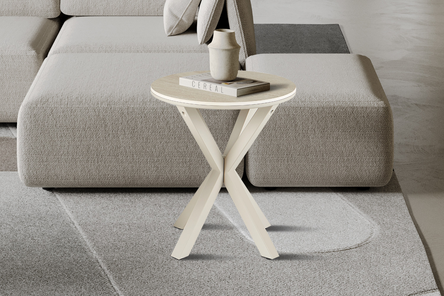 Image 1 for NEW - Salontafel Noa 50cm Rond Baroque Beige - Grijs Voet