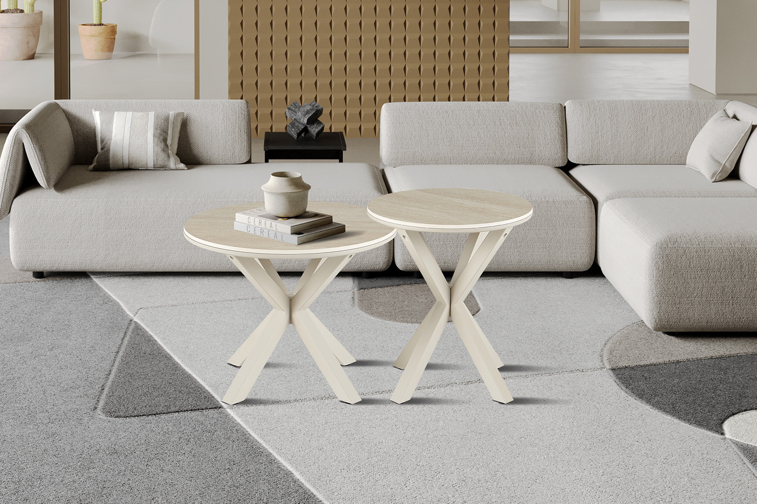 Image 3 for NEW - Salontafel Noa 50cm Rond Baroque Beige - Grijs Voet