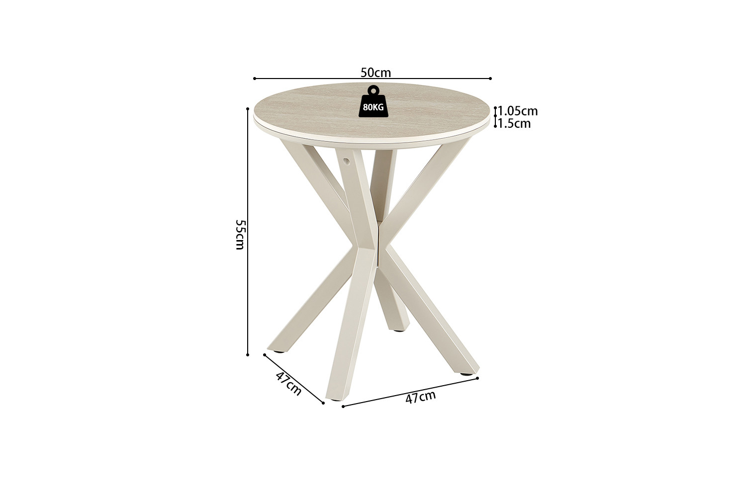 Image 9 for NEW - Salontafel Noa 50cm Rond Baroque Beige - Grijs Voet