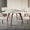 Image 1 for NEW - Tafel Alma 120 cm Rond Glanzend Steen Pandora - Voet walnoot