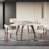 Image 2 for NEW - Tafel Alma 120 cm Rond Glanzend Steen Pandora - Voet walnoot
