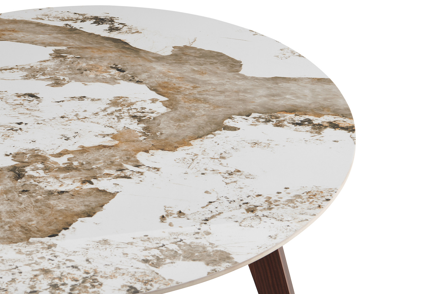 Image 6 for NEW - Tafel Alma 120 cm Rond Glanzend Steen Pandora - Voet walnoot