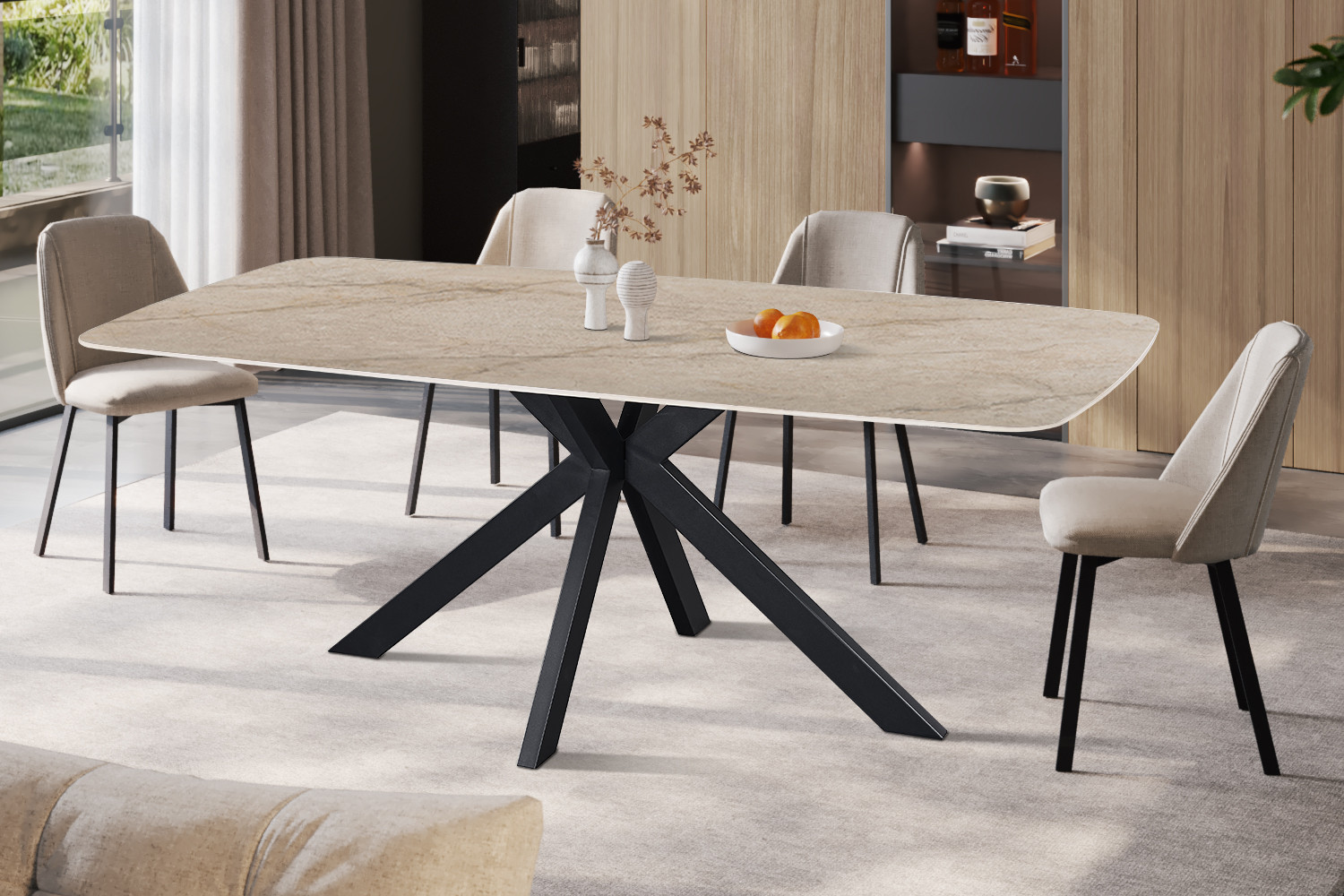 Image 2 for NEW - Tafel Apollo 200 cm Deens Ovaal Glanzend Steen Shakespear Beige