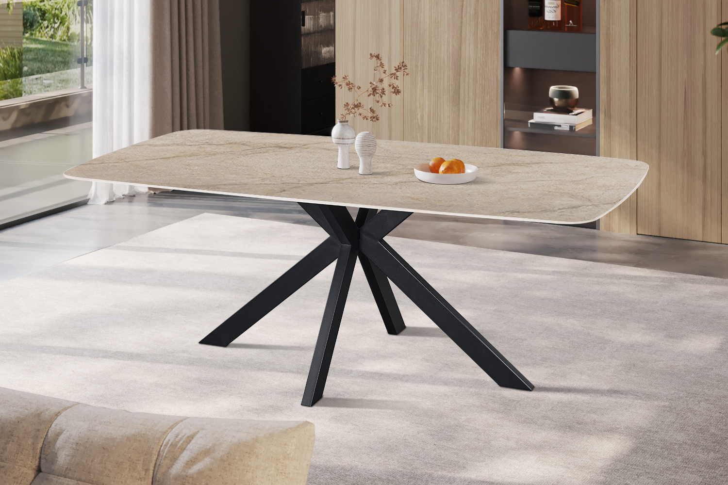 Image 3 for NEW - Tafel Apollo 200 cm Deens Ovaal Glanzend Steen Shakespear Beige