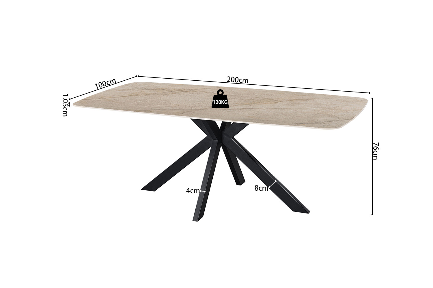 Image 8 for NEW - Tafel Apollo 200 cm Deens Ovaal Glanzend Steen Shakespear Beige