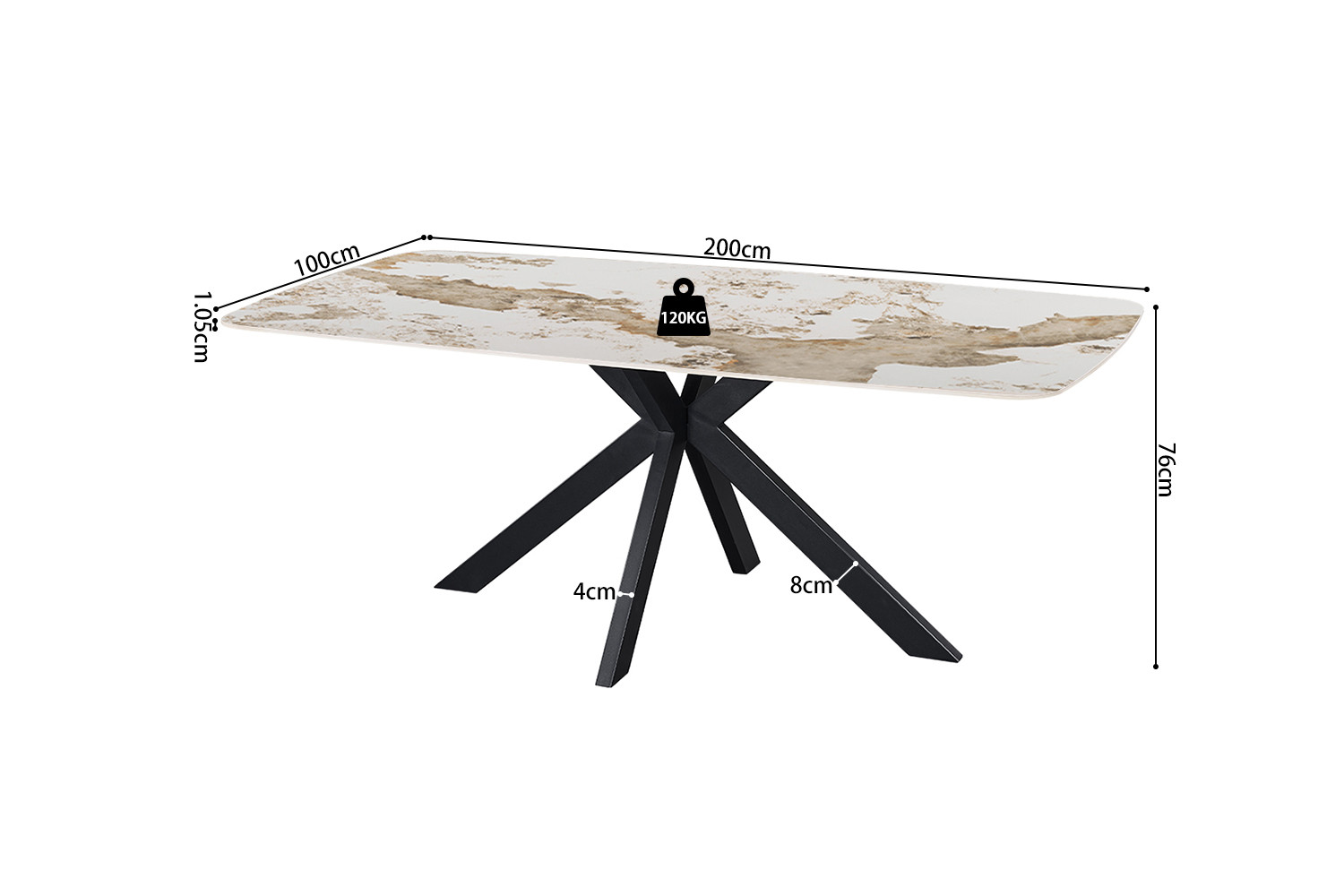 Image 8 for NEW - Tafel Apollo 200 cm Deens Ovaal Glanzend Steen Pandora