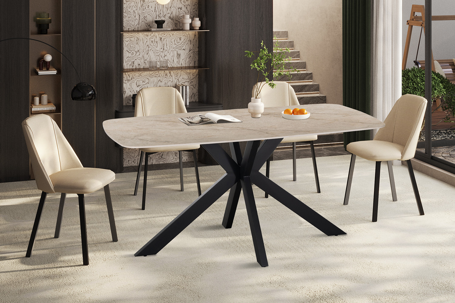 Image 1 for NEW - Tafel Apollo 160 cm Deens Ovaal Glanzend steen Shakespear Beige