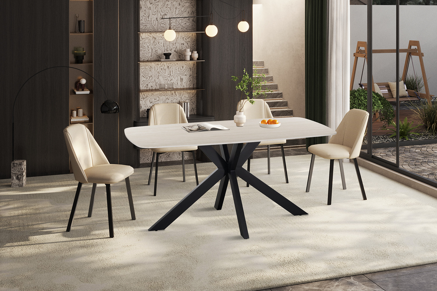 Image 2 for NEW - Tafel Apollo 160 cm Deens Ovaal steen Baroque Grijs