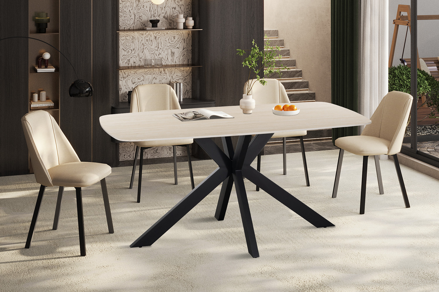 Image 1 for NEW - Tafel Apollo 160 cm Deens Ovaal steen Baroque beige