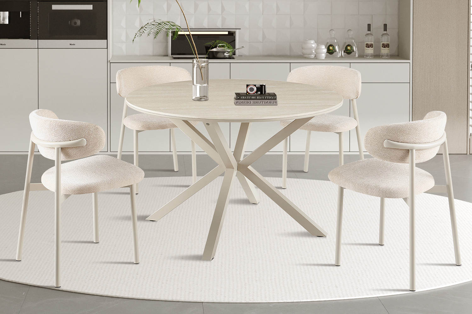 Image 2 for NEW - Tafel Noa 120 cm Rond Baroque Beige - Grijs Voet