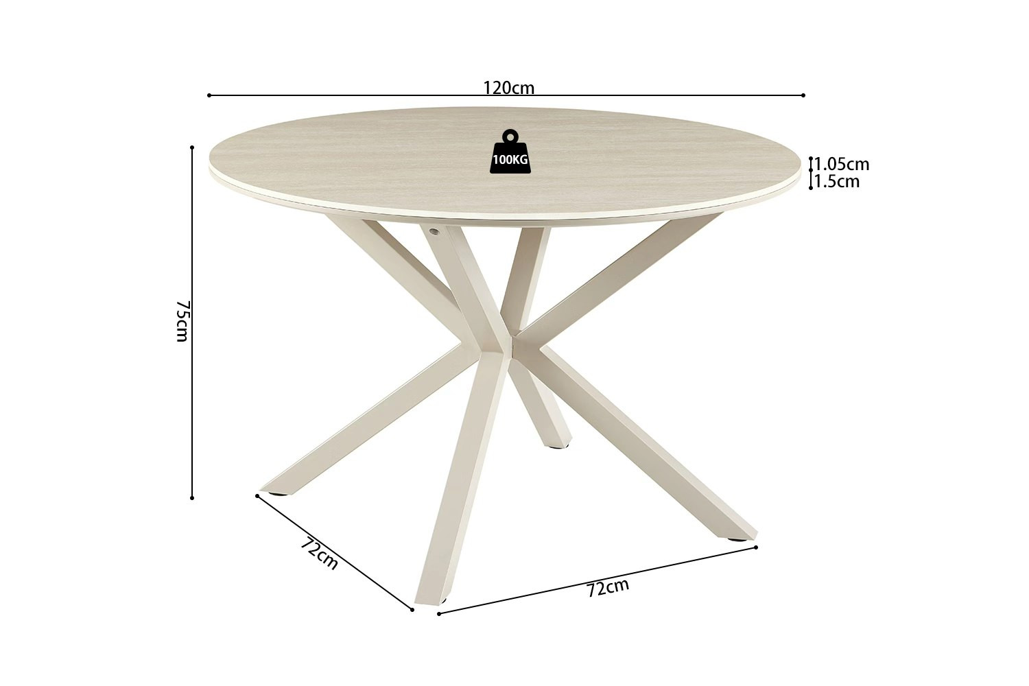 Image 8 for NEW - Tafel Noa 120 cm Rond Baroque Beige - Grijs Voet