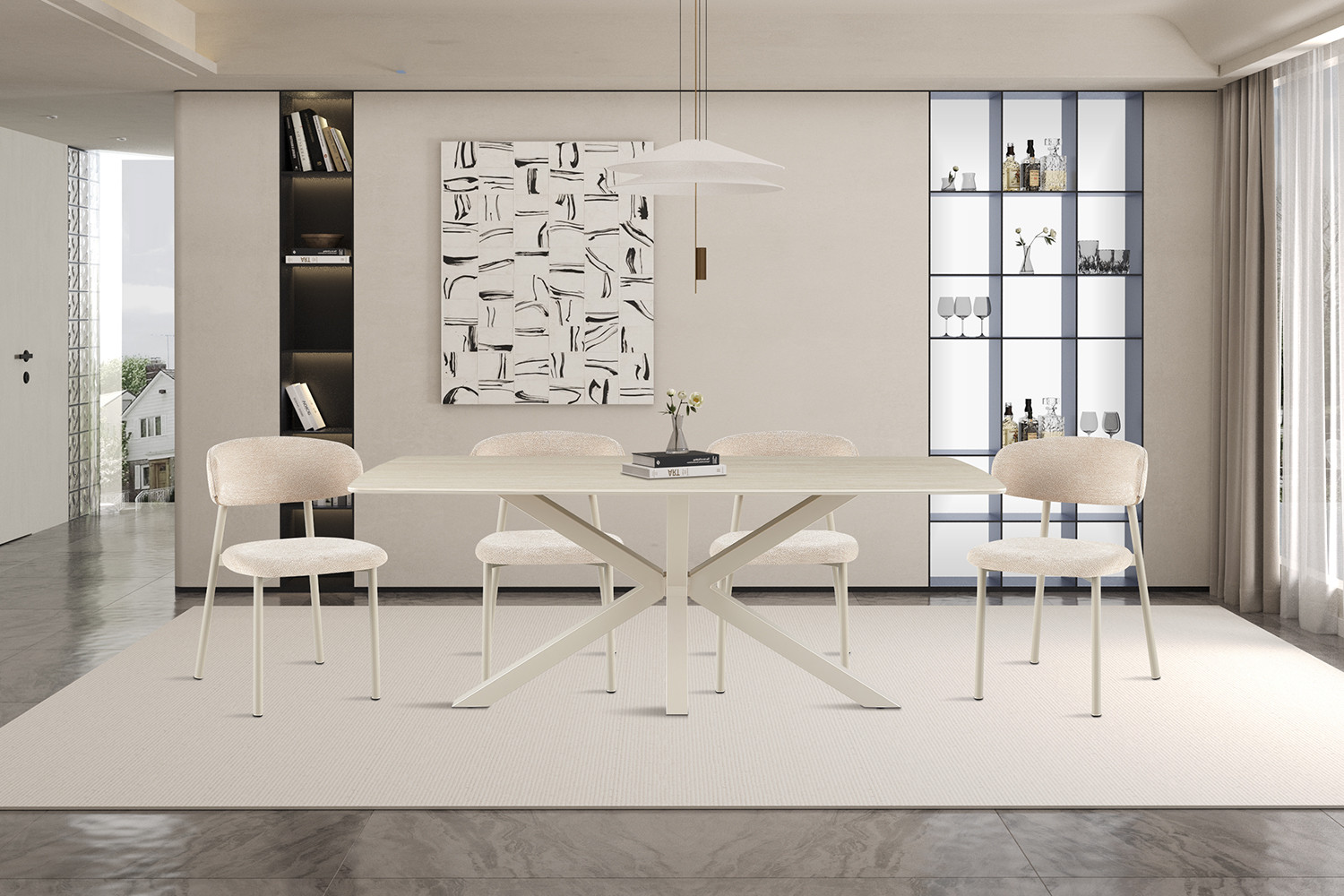 Image 1 for NEW - Tafel Noa 180x90 cm Deens Ovaal Baroque Beige - Grijs Voet