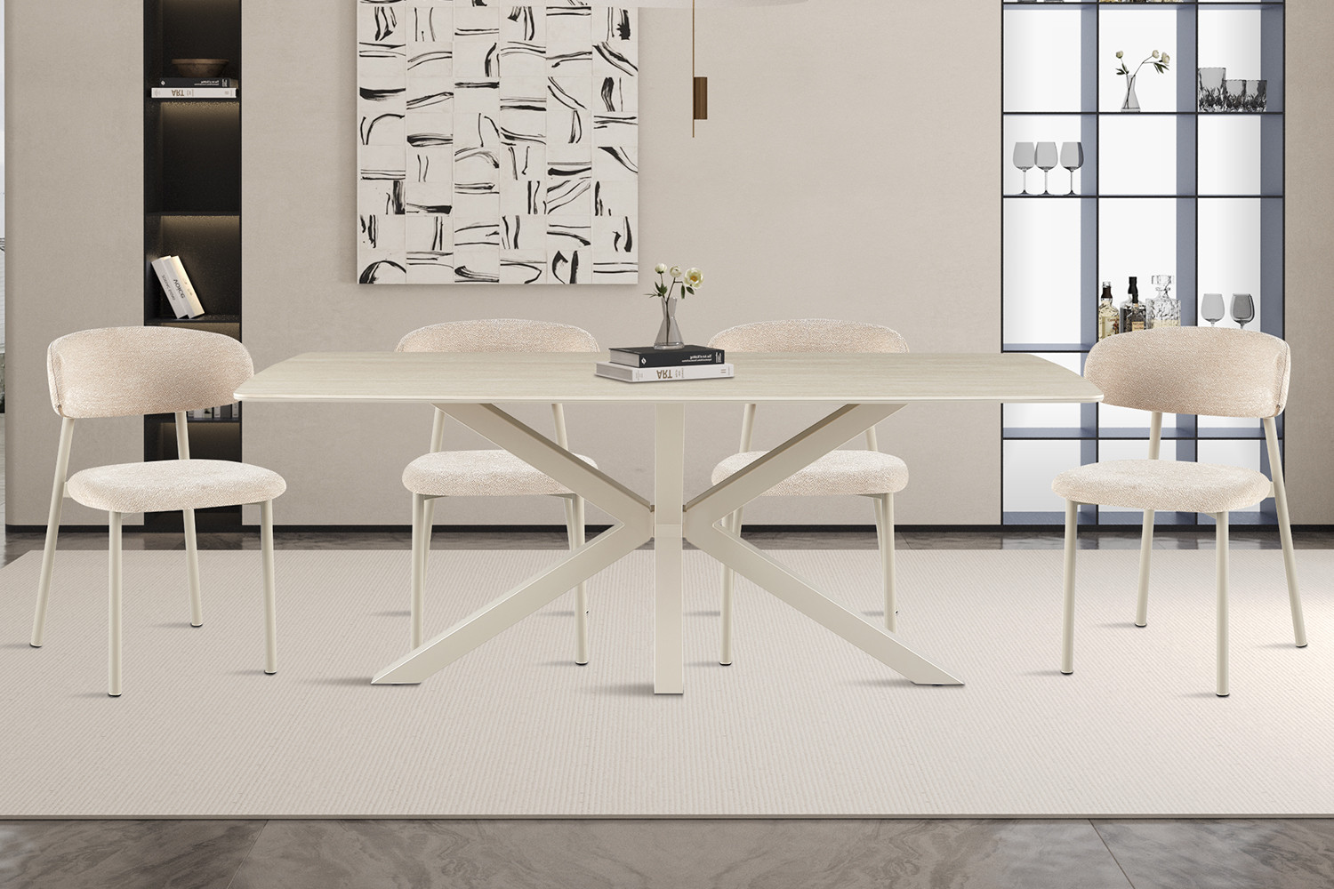 Image 2 for NEW - Tafel Noa 180x90 cm Deens Ovaal Baroque Beige - Grijs Voet