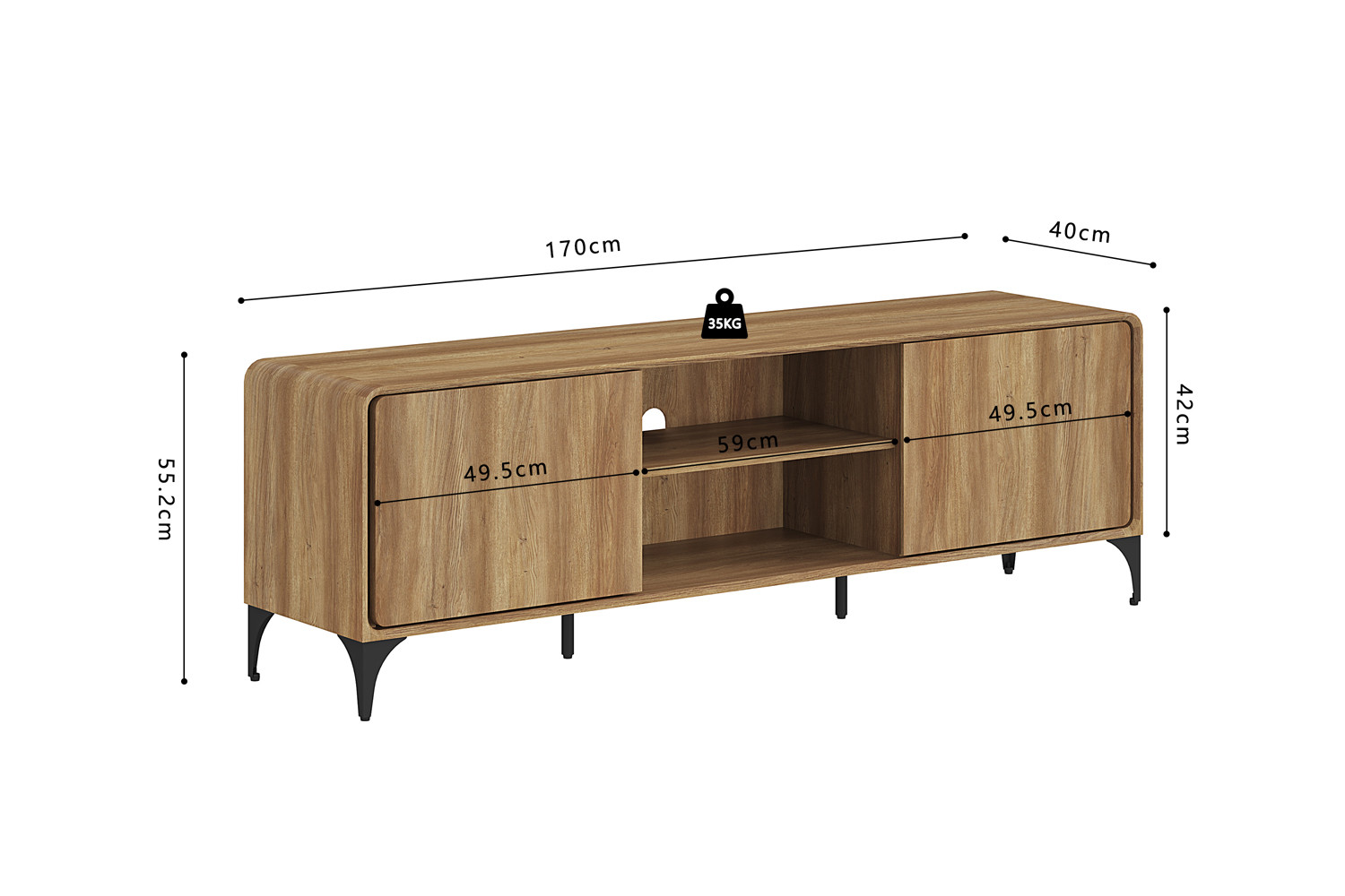 Image 8 for NEW - TV meubel Florence 170 cm Decor Eik Naturel