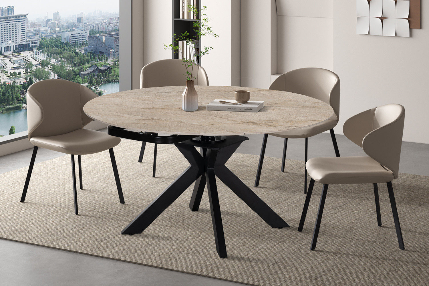 Image 1 for NEW - Uitschuifbare tafel Athéna Rond 140-140x90 cm steen Shakspear Beige