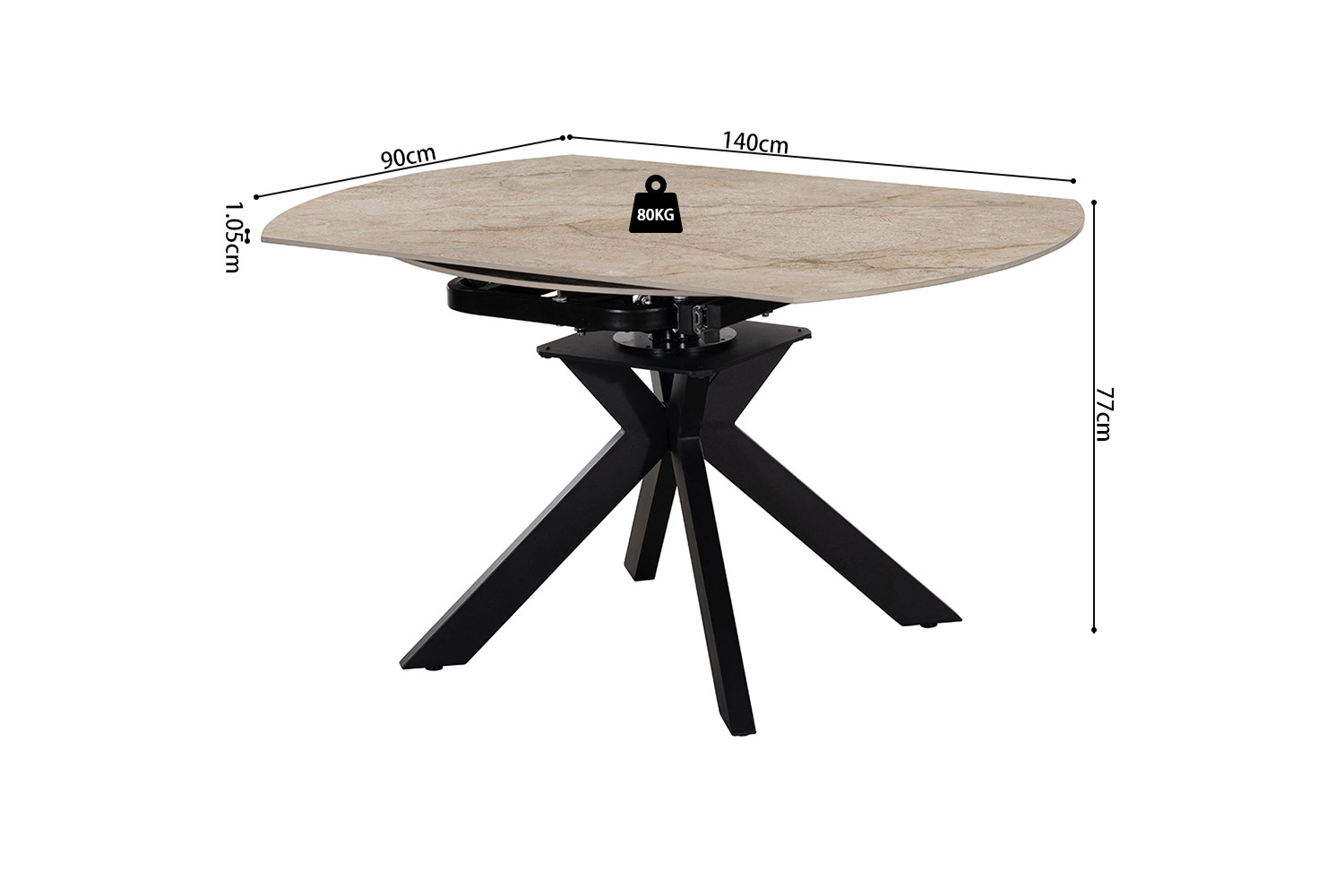 Image 10 for NEW - Uitschuifbare tafel Athéna Rond 140-140x90 cm steen Shakspear Beige