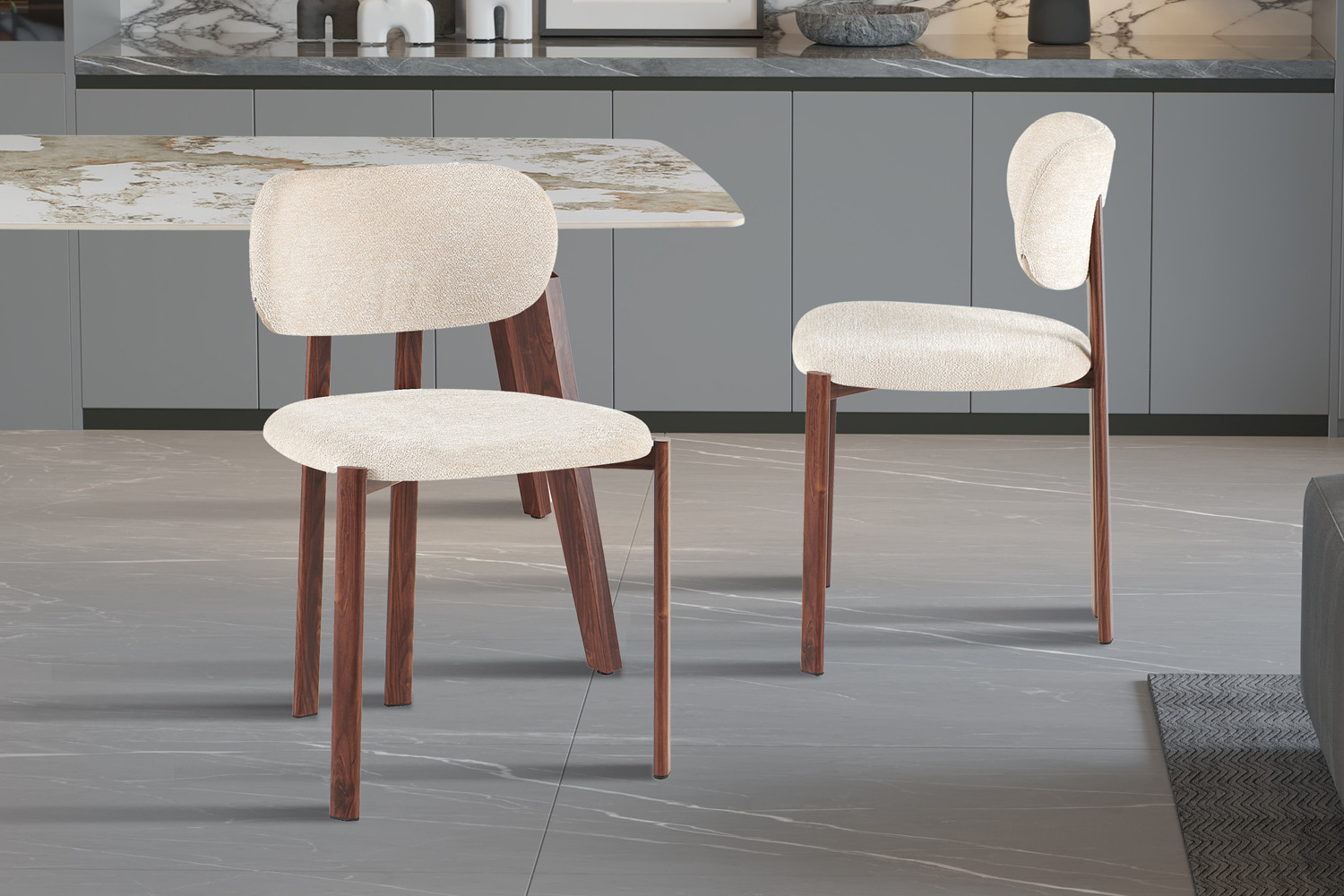 Image 1 for NEW - Stoel Jade Walnoot - Stof Fabb Raven 24 Beige