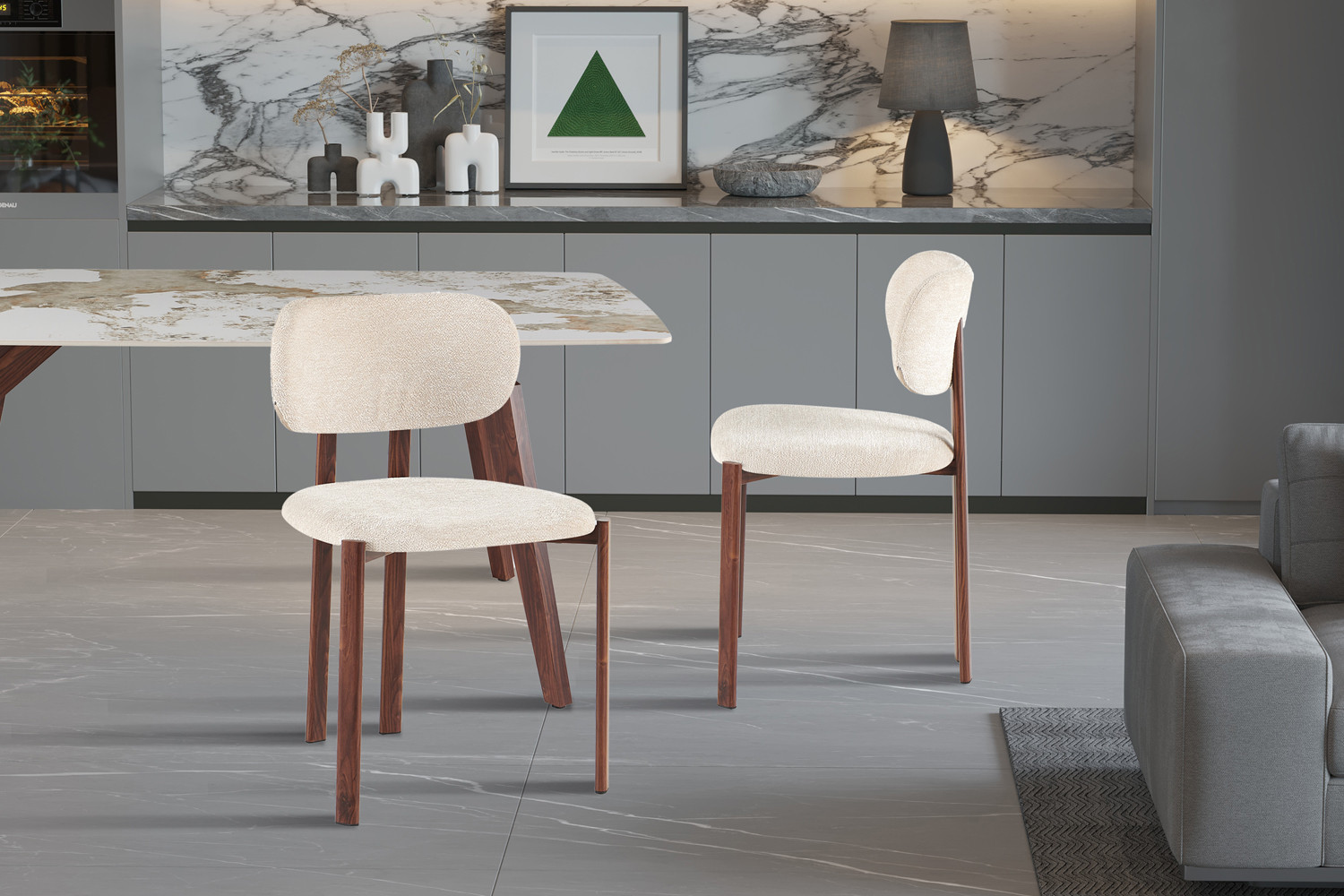 Image 3 for NEW - Stoel Jade Walnoot - Stof Fabb Raven 24 Beige