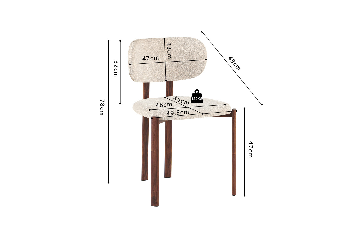 Image 10 for NEW - Stoel Jade Walnoot - Stof Fabb Raven 24 Beige
