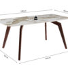 Image 9 for NEW - Tafel Alma 180x90 cm Glanzend Steen Pandora - Voet walnoot