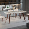Image 2 for NEW - Tafel Alma 180x90 cm Glanzend Steen Pandora - Voet walnoot