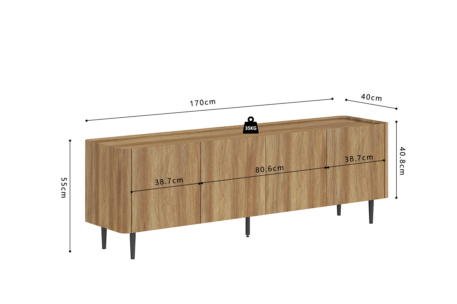 Image 8 for NEW - TV meubel Kyoto 170 cm Decor Eik Naturel