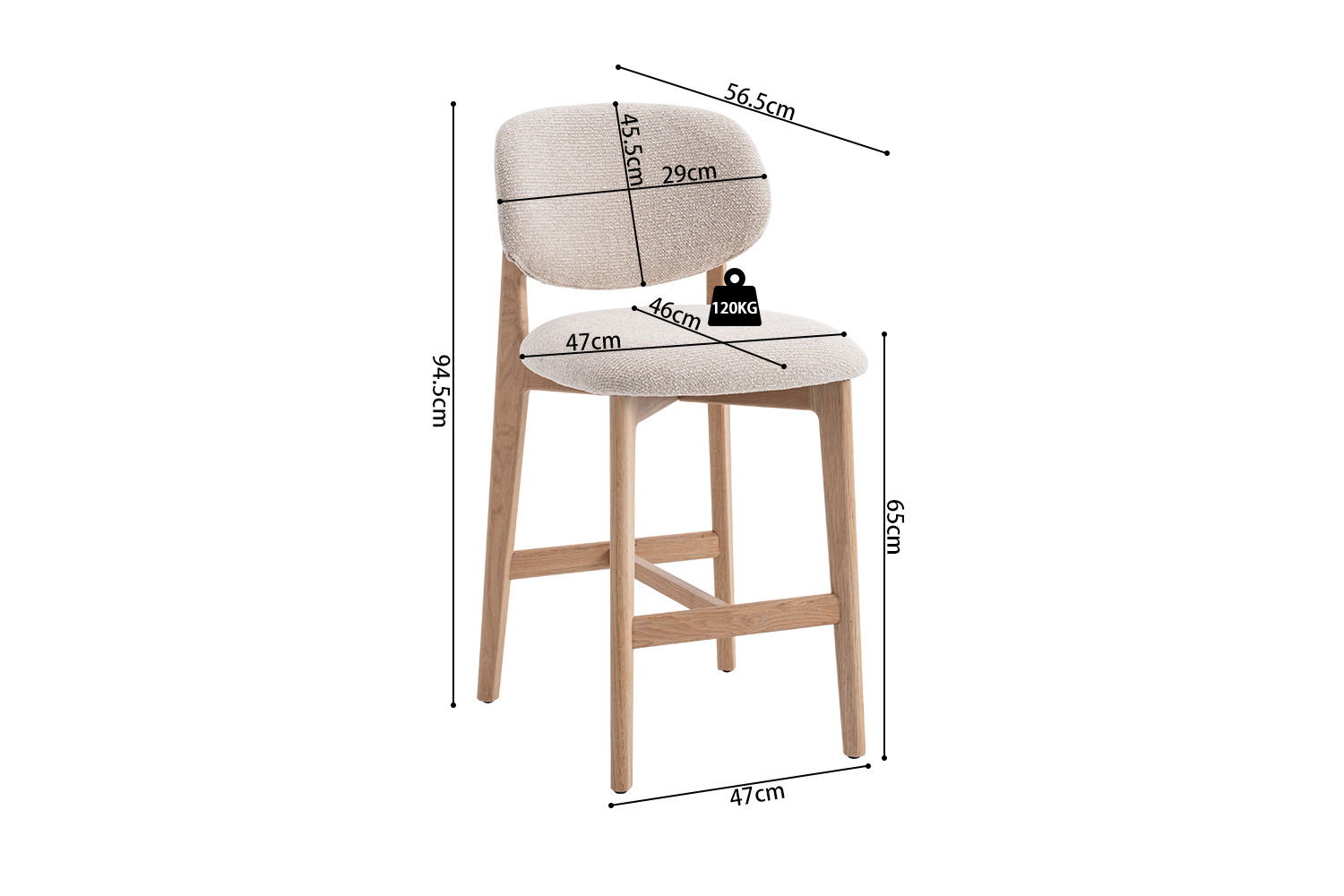 Image 15 for NEW - Counterstoel Carmen Naturel Eik Ote Milan 103 Beige Gemonteerd