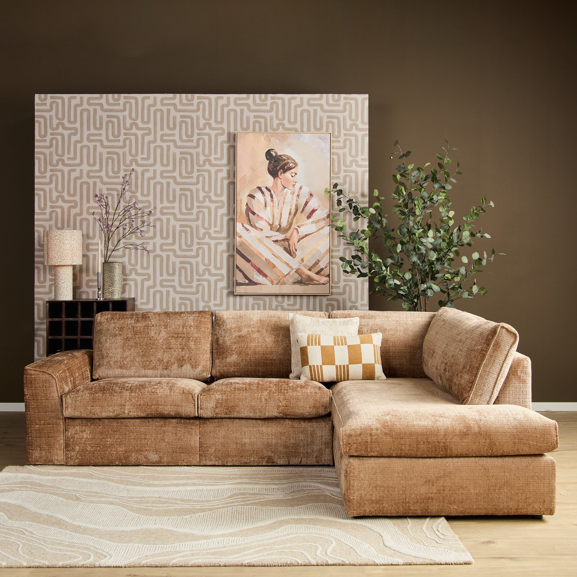 MySofa Teddy Hoekbank Cinnamon 2,5 zits+Divan Rechts - Image 1