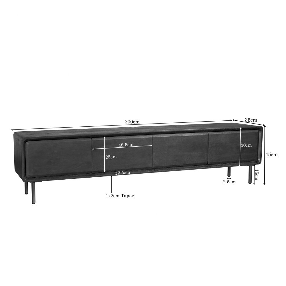 Zwevend tv meubel Allure Bruin Mangohout 200 cm - Image 5