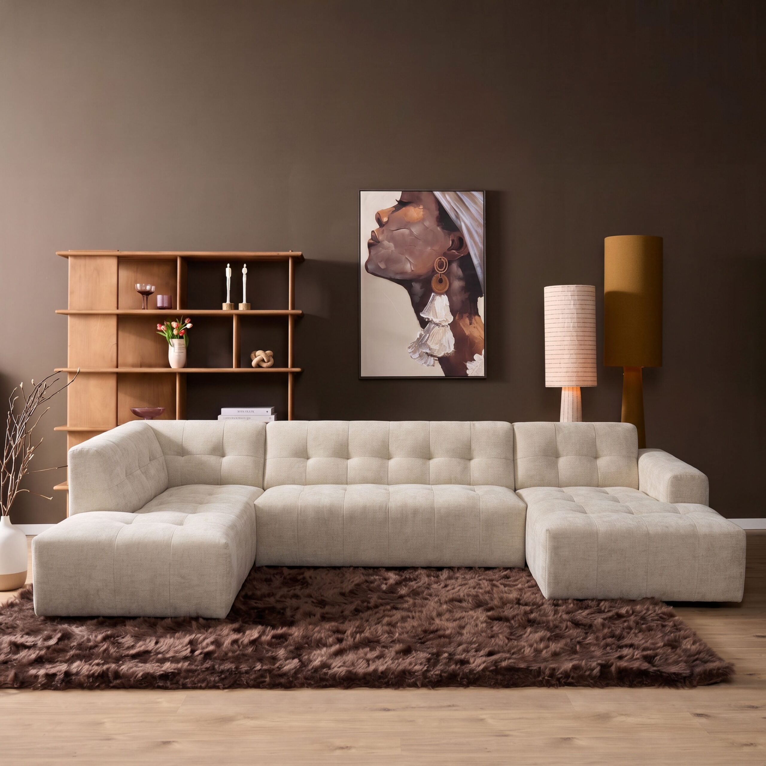 MySofa Ruby U-bank Beige Ottomane L + 2,5 + Lounge R - Image 1