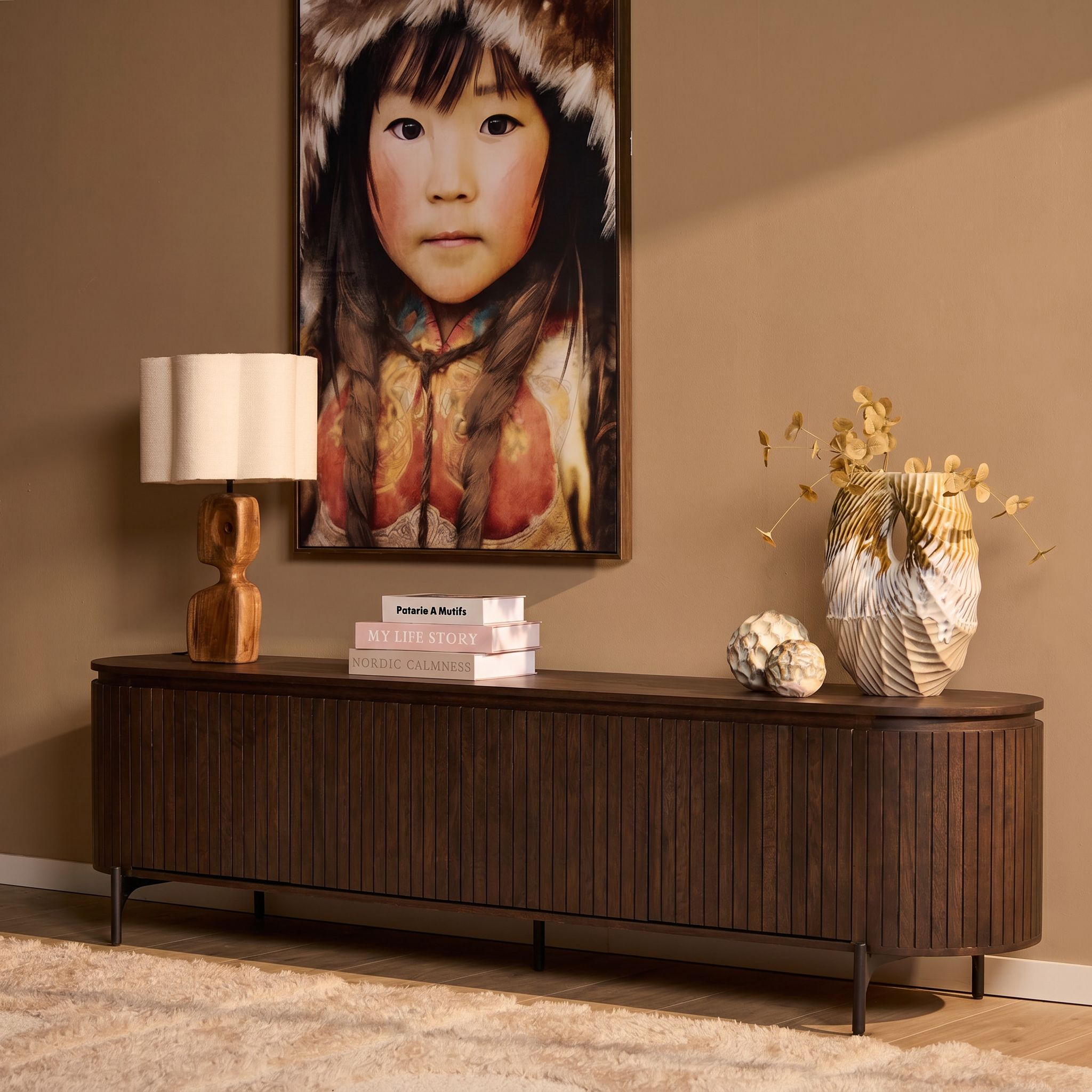 Tv meubel Solana Bruin Mangohout 210 cm - Image 1