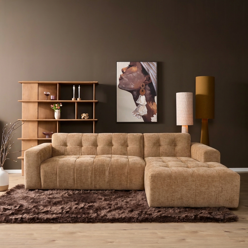 MySofa Ruby Loungebank Camel 2,5 zits AL + Lounge R - Image 1