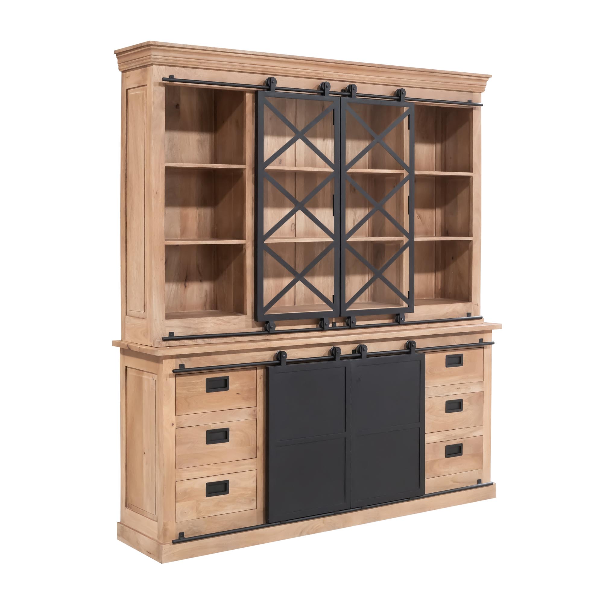 Vitrinekast Fresno Naturel Mangohout 200 cm - Image 3