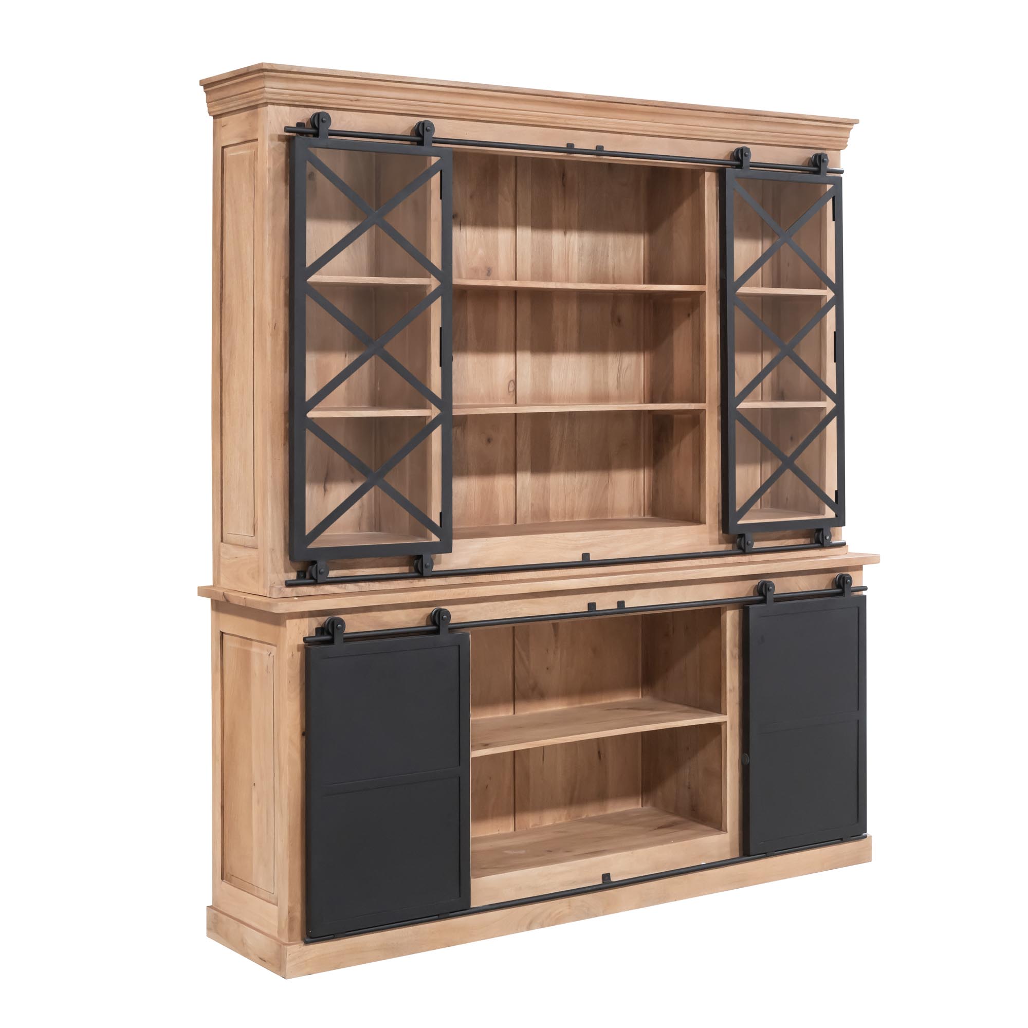 Vitrinekast Fresno Naturel Mangohout 200 cm - Image 4
