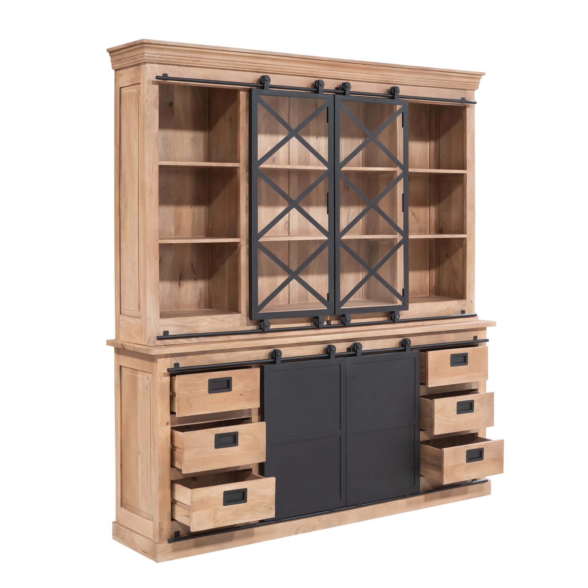 Vitrinekast Fresno Naturel Mangohout 200 cm - Image 5
