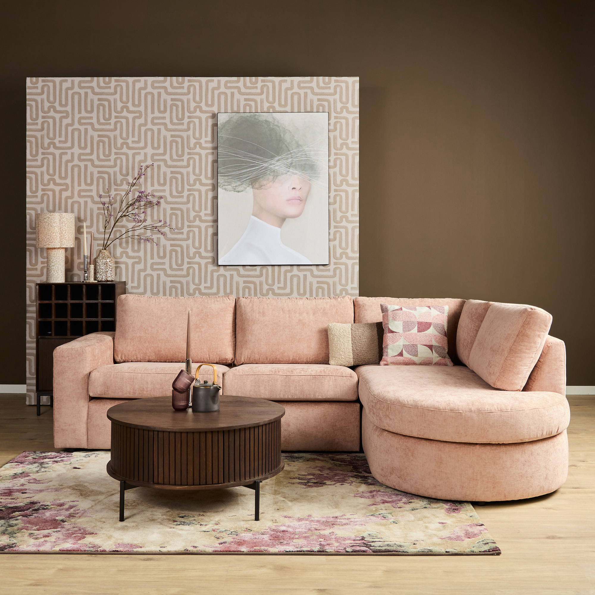 MySofa Alma Hoekbank Roze 2,5 zits+Divan Rechts - Image 1