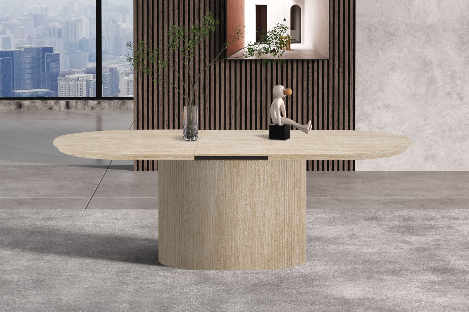 Image 5 for NEW - Uitschuifbare tafel Lagos 180-220 cm Ovaal Decor Travertin Beige