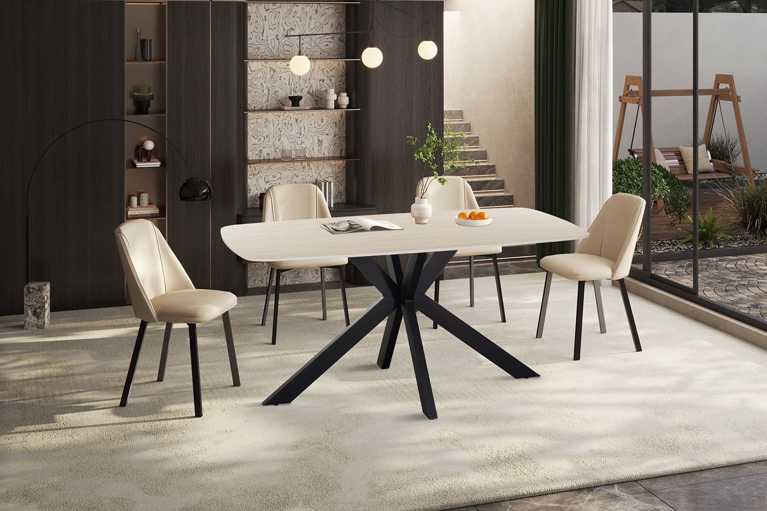 Image 2 for NEW - Tafel Apollo 160 cm Deens Ovaal steen Baroque beige