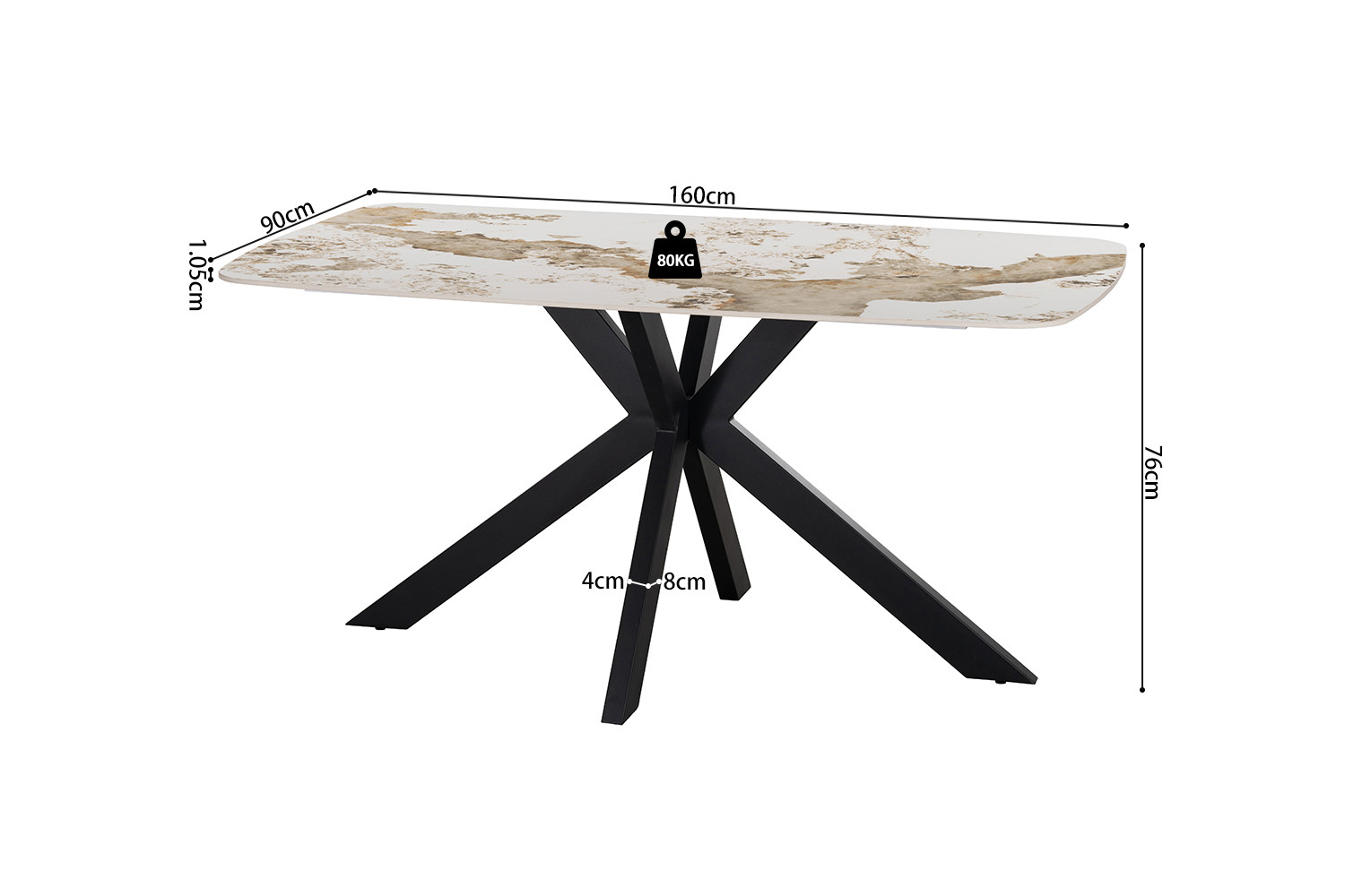 Image 7 for NEW - Tafel Apollo 160 cm Deens Ovaal Glanzend steen Pandora