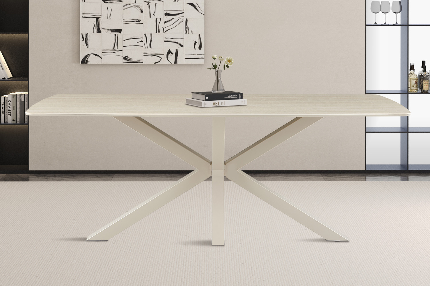 Image 3 for NEW - Tafel Noa 180x90 cm Deens Ovaal Baroque Beige - Grijs Voet