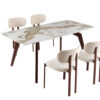 Image 5 for NEW - Tafel Alma 180x90 cm Glanzend Steen Pandora - Voet walnoot