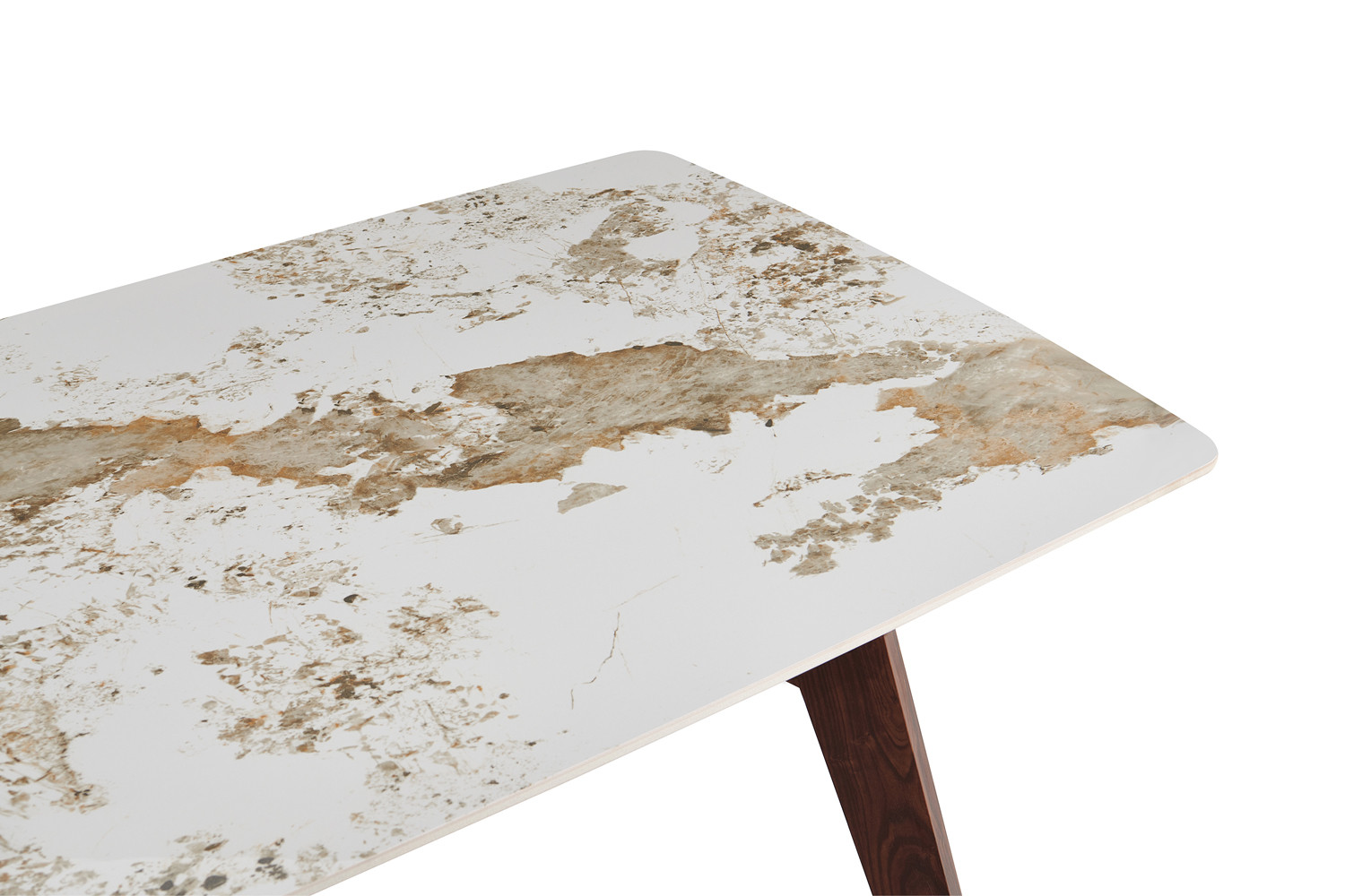 Image 8 for NEW - Tafel Alma 180x90 cm Glanzend Steen Pandora - Voet walnoot