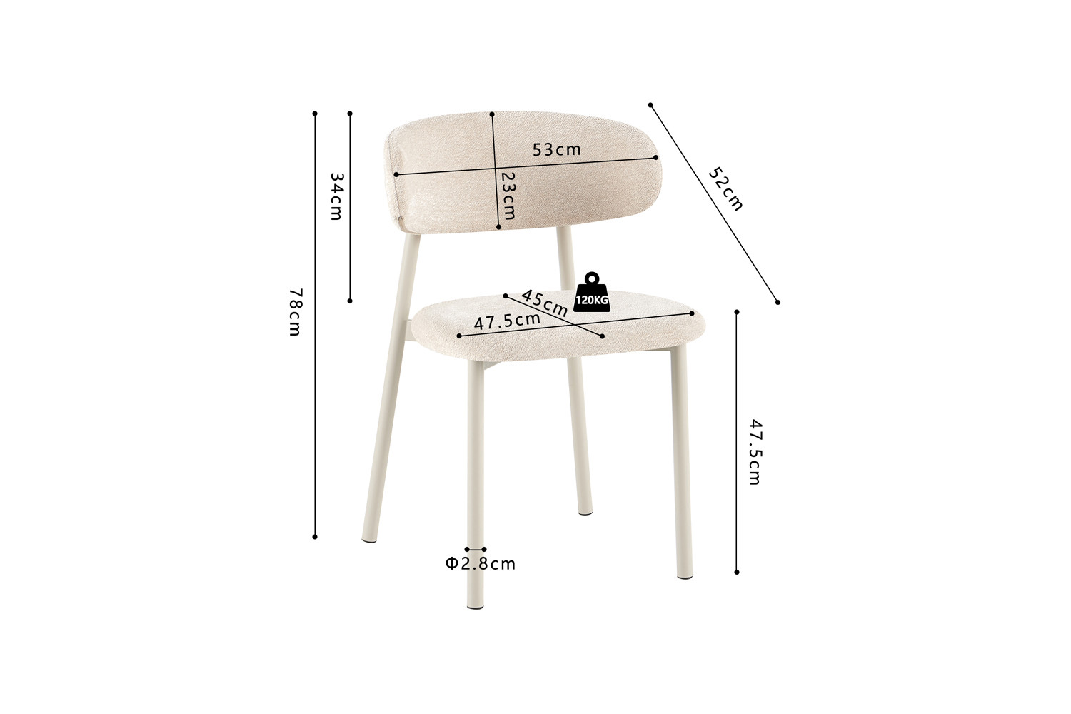 Image 10 for NEW - Stoel Coco Grijs - Stof Fabb Raven 24 Beige