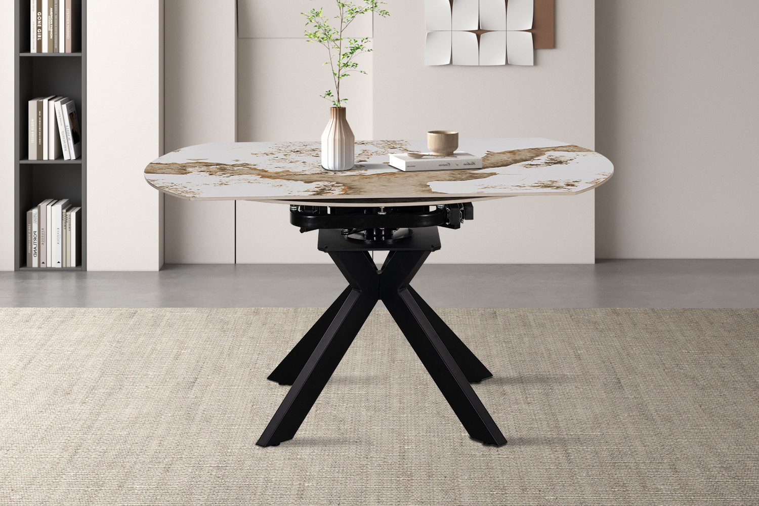 Image 3 for NEW - Uitschuifbare tafel Athena Rond 140-140x90 cm Glanz. steen Pandora