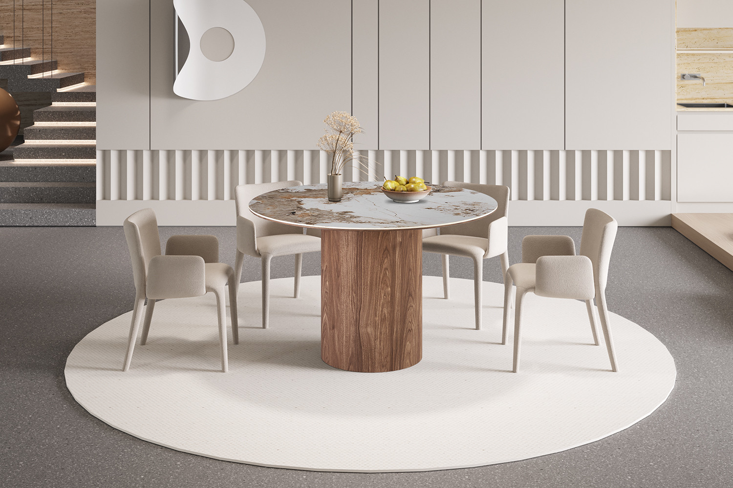 Image 2 for NEW - Tafel Evora 120 cm Rond Glanzend Steen Pandora