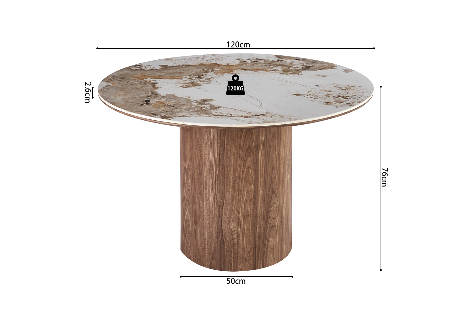 Image 6 for NEW - Tafel Evora 120 cm Rond Glanzend Steen Pandora