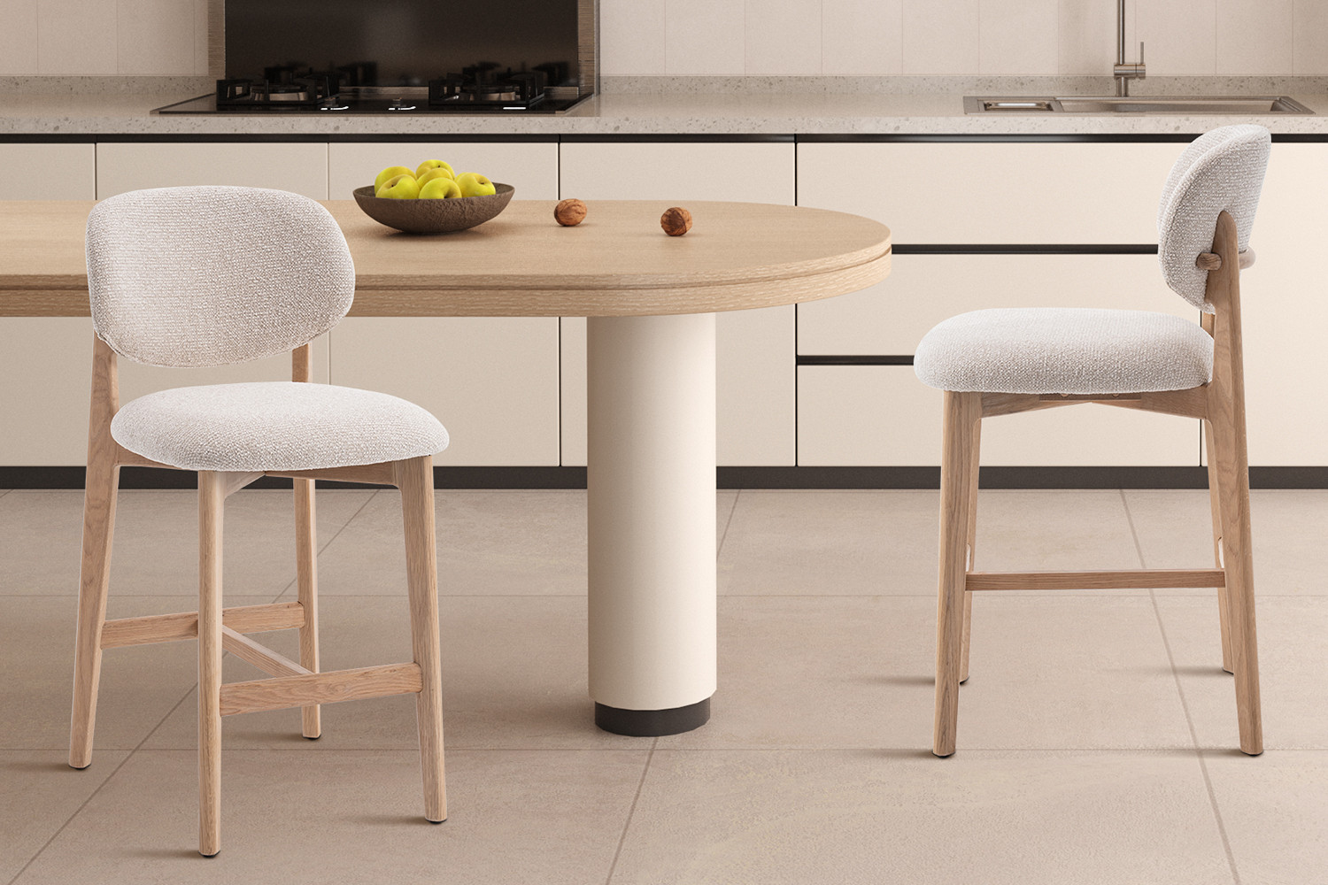 Image 1 for NEW - Counterstoel Carmen Naturel Eik Ote Milan 103 Beige Gemonteerd