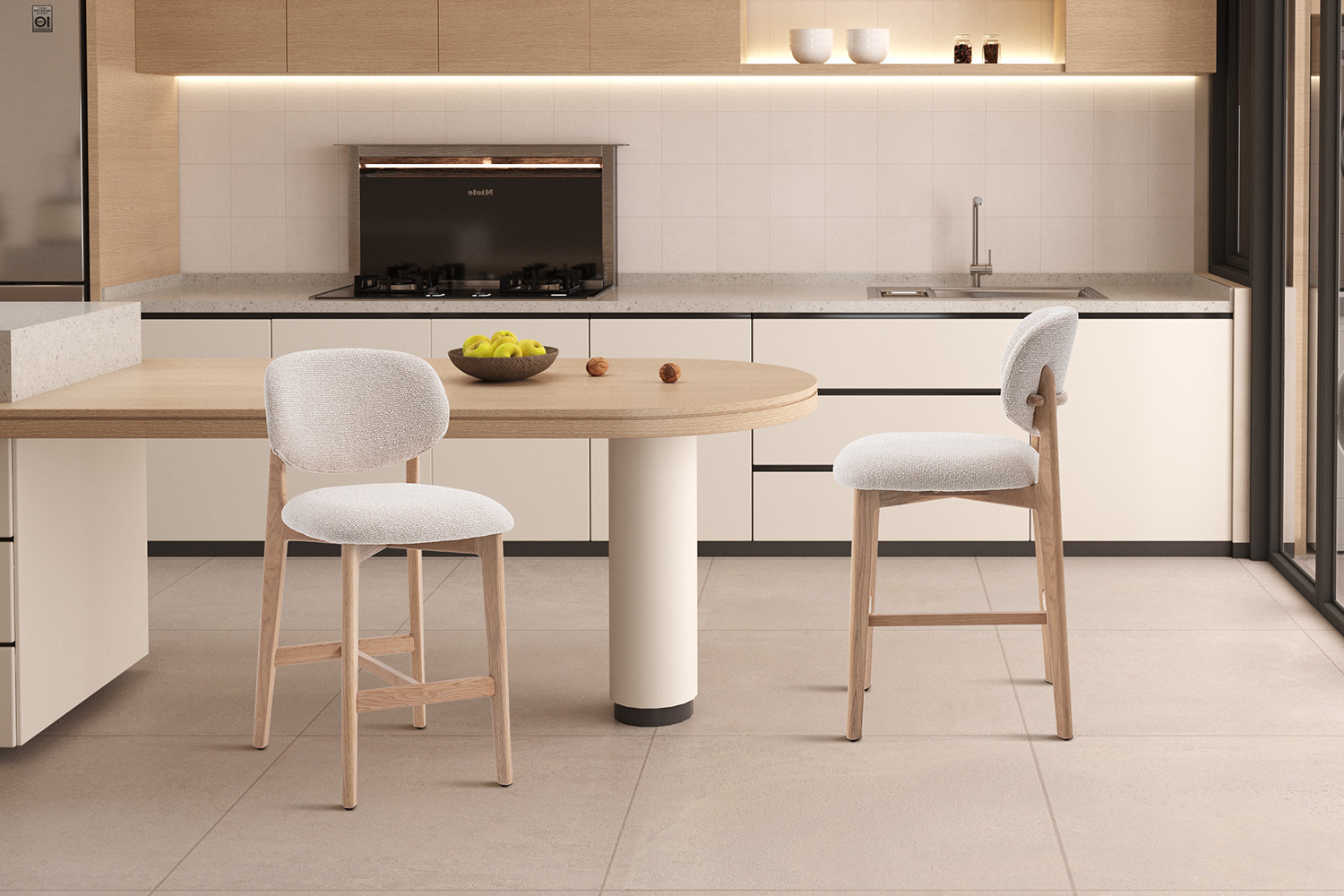 Image 2 for NEW - Counterstoel Carmen Naturel Eik Ote Milan 103 Beige Gemonteerd