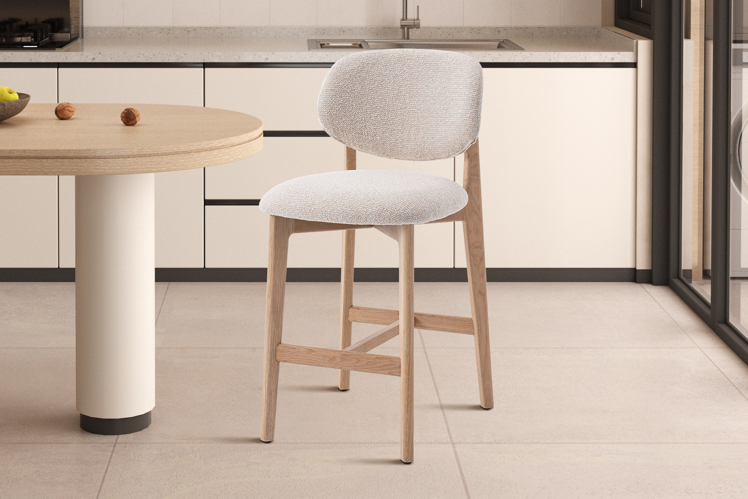 Image 3 for NEW - Counterstoel Carmen Naturel Eik Ote Milan 103 Beige Gemonteerd
