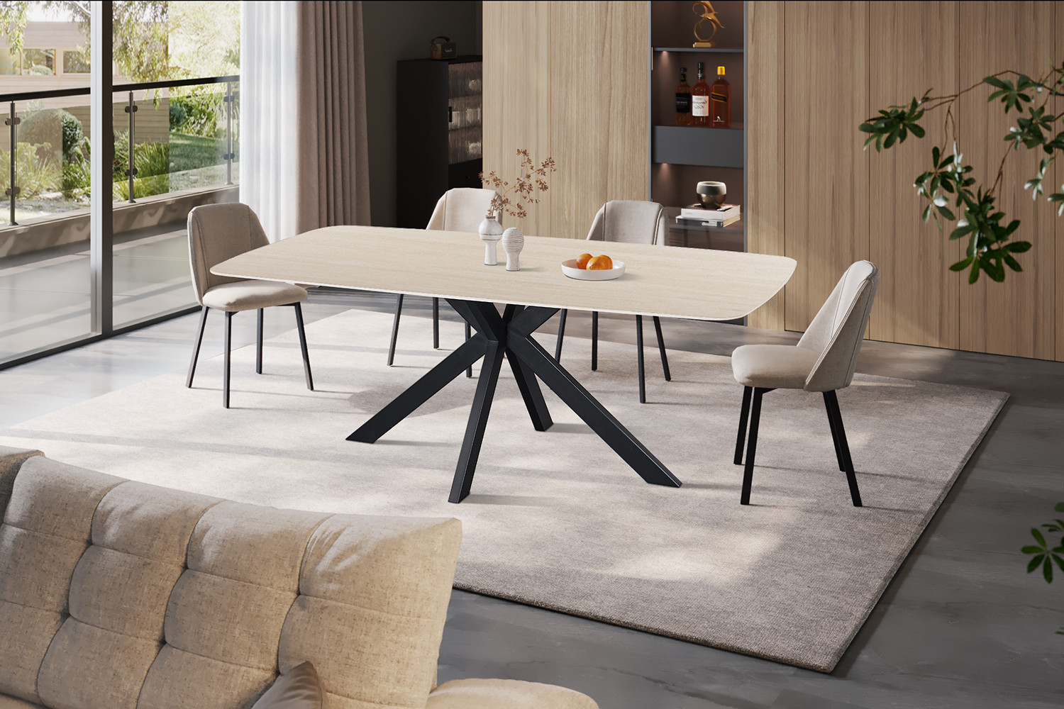 Image 1 for NEW - Tafel Apollo 200 cm Deens Ovaal Steen Baroque Beige